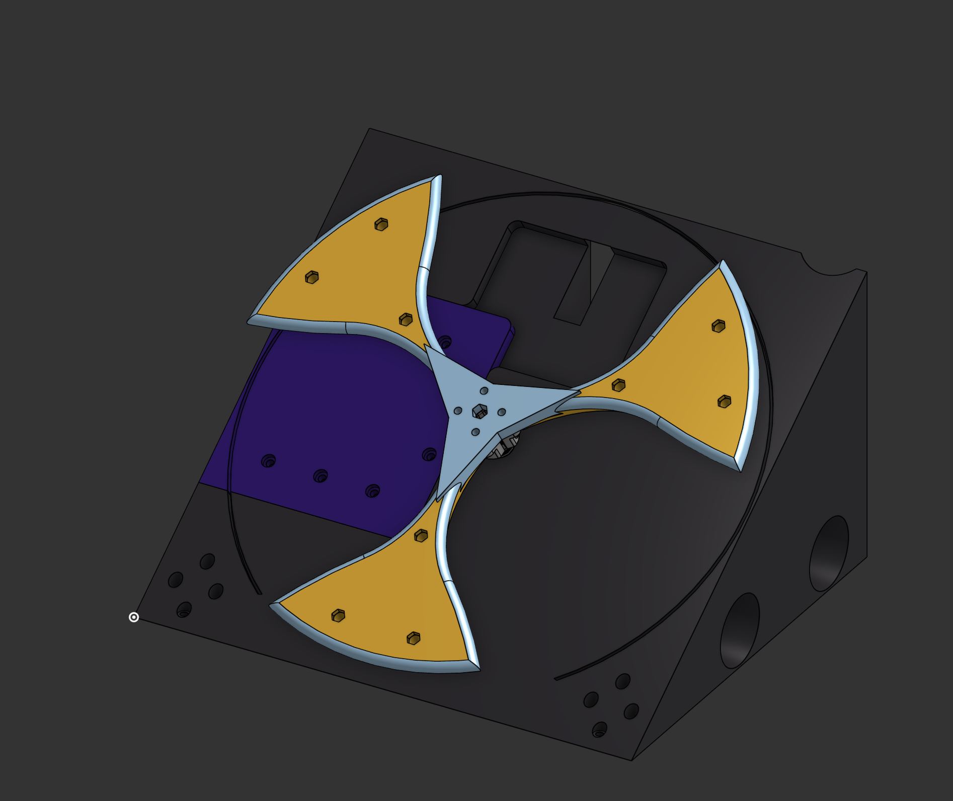 CAD model of the spindex and its structural ramp