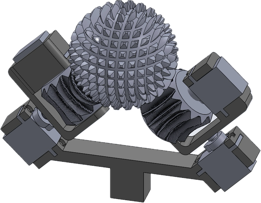 CAD model of the experimental ABENICS active ball-joint camera mechanism